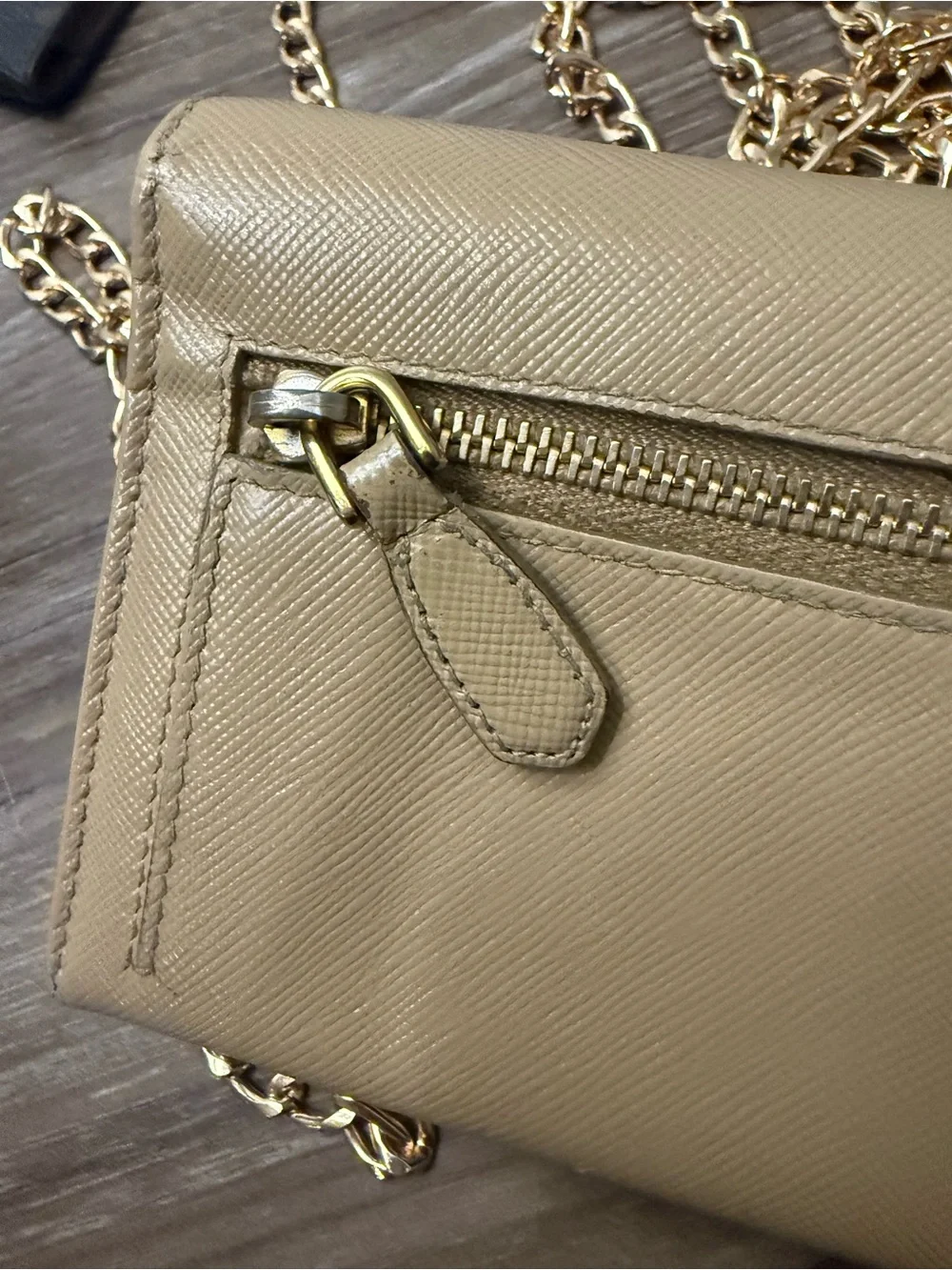 Prada Beige Saffiano Leather Wallet